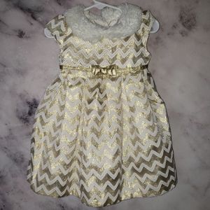 Joan Michelle gold & white chevron dress size 18mo